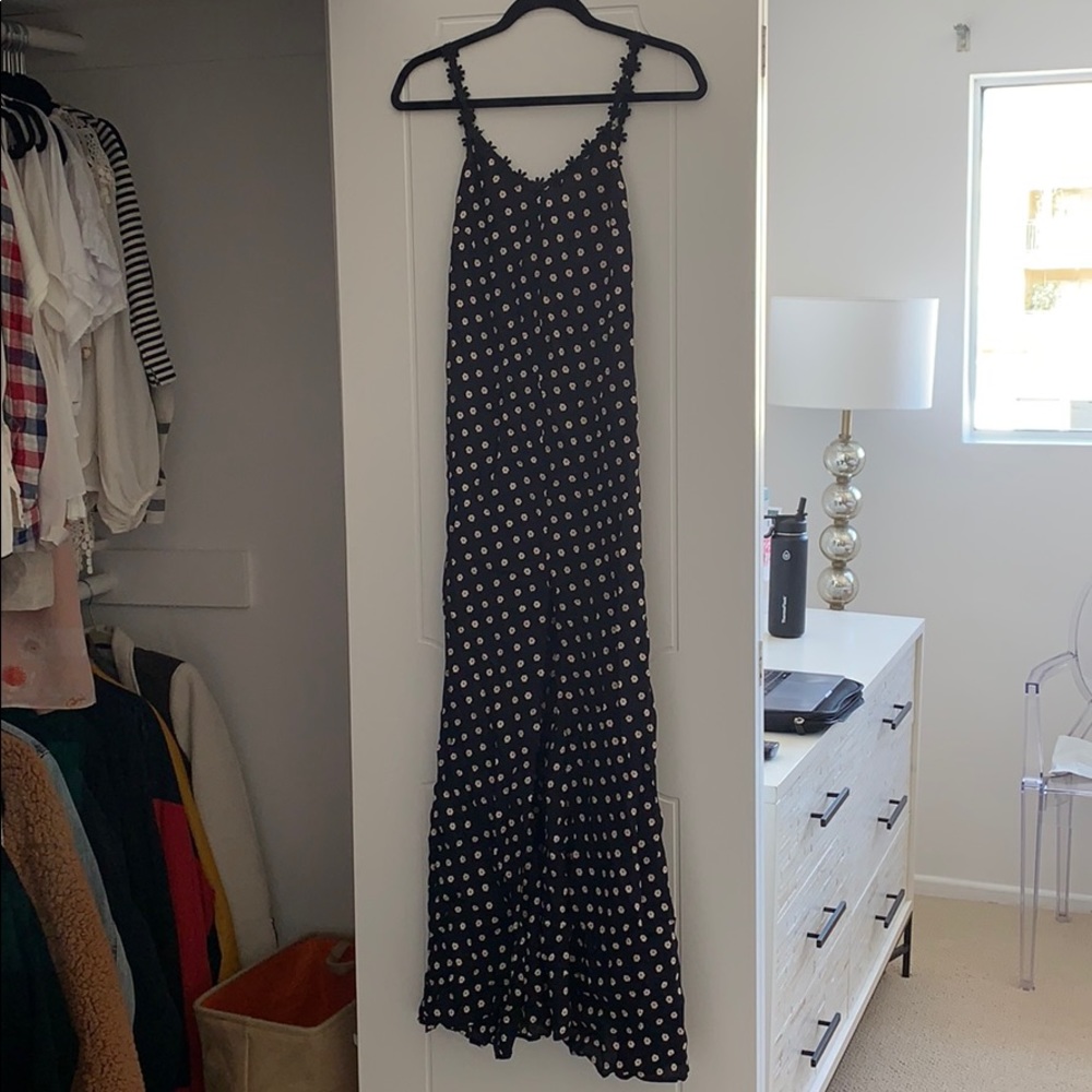Reformation XS Black Floral Maxi Dress